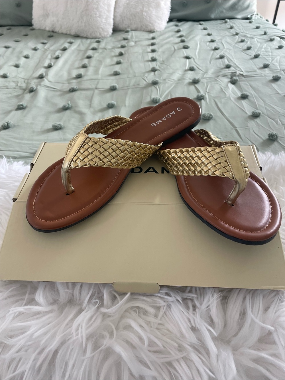 J. Adams Gold Braided Thong Sandals - Picture 2 of 3